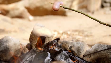 Hot-Dog-Röstet-über-Feuer-Und-Glühenden-Kohlen-4k