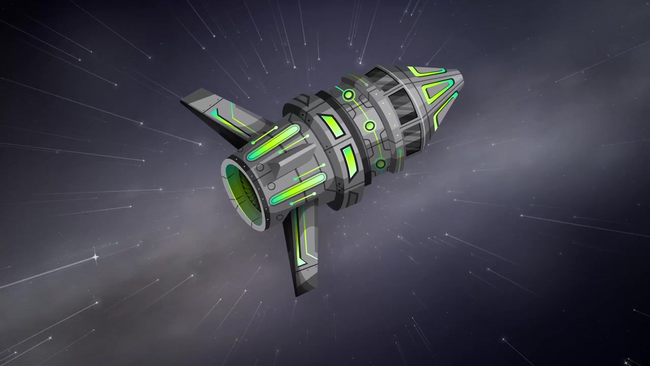 Futuristic Spaceship Traveling Through Deep Space