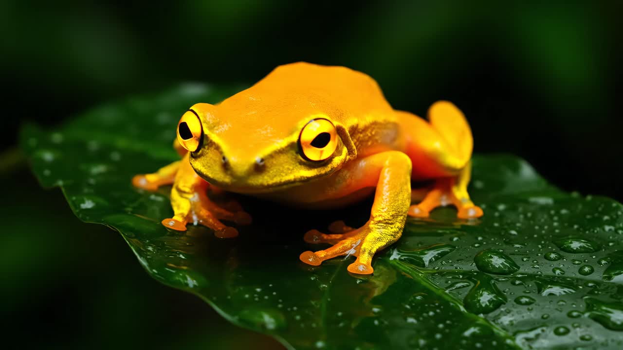 Yellow Frog on a Leaf