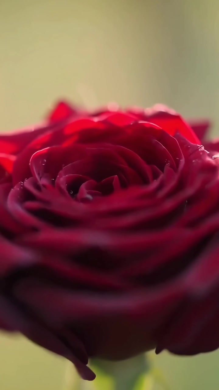 Primo piano di una rosa rossa con gocce di rugiada