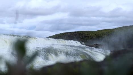 Beautiful-Gulfoss-Waterfall-in-the-Canyon-of-Hvitá-River-in-Iceland,-4K