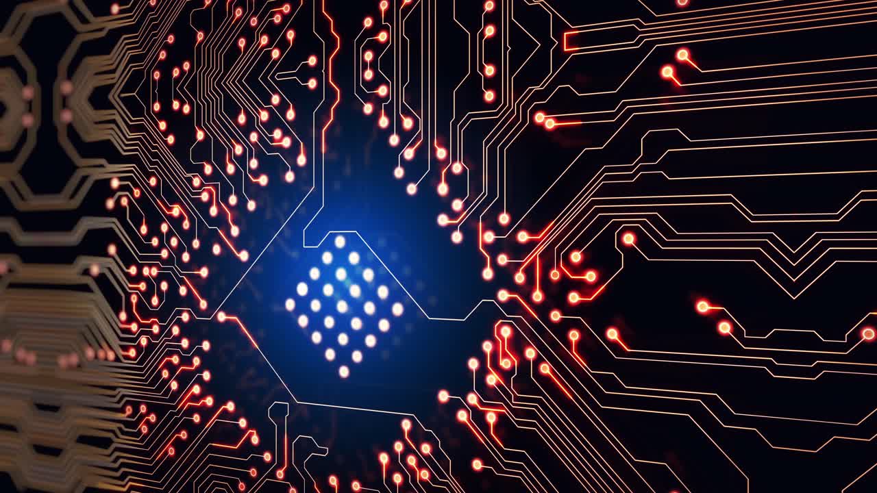 파란색 배경 위의 연결 네트워크의 애니메이션