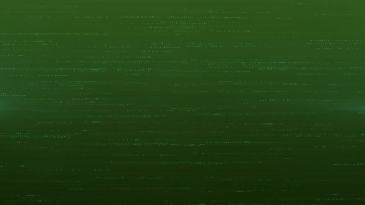 Na het laadscherm met een effen groene achtergrond en vage ruislijnen die statisch blijven.