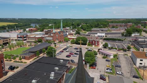 Aerial-orbit-of-church-steeple