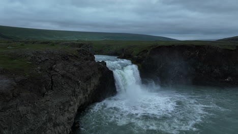 little waterfall in iceland aerial view