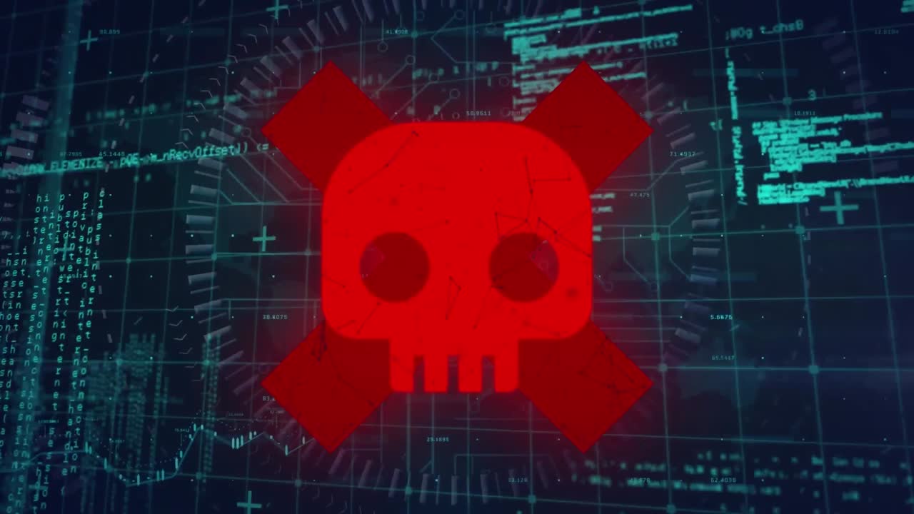 animación del procesamiento de datos sobre el cráneo
