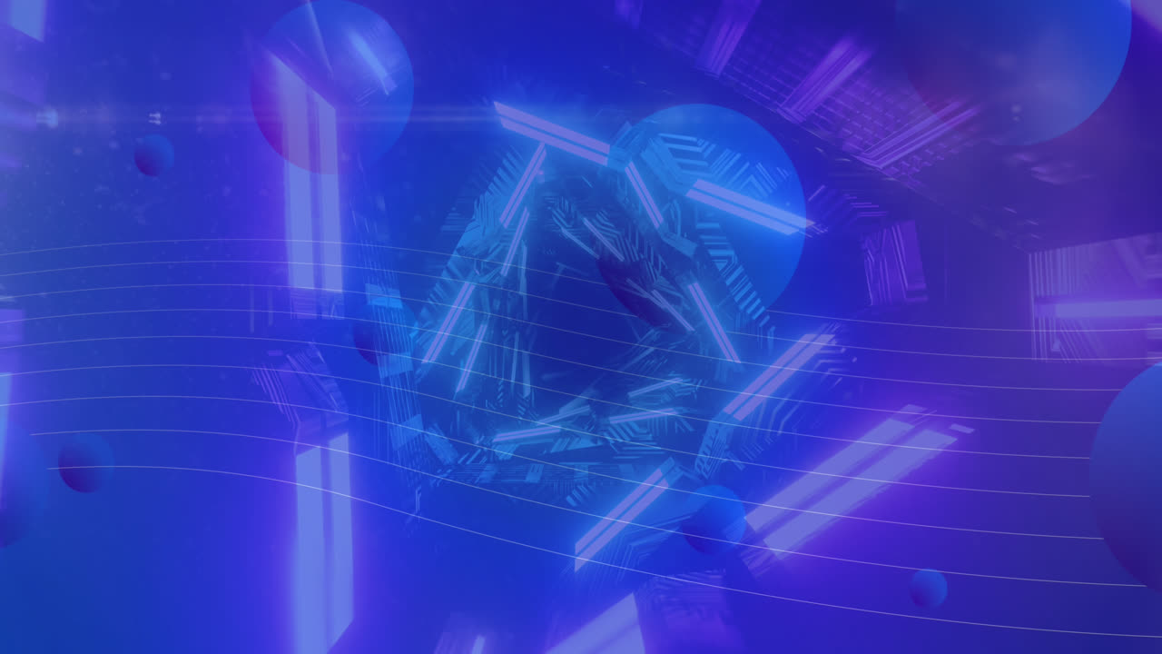 animación de puntos azules sobre el túnel digital