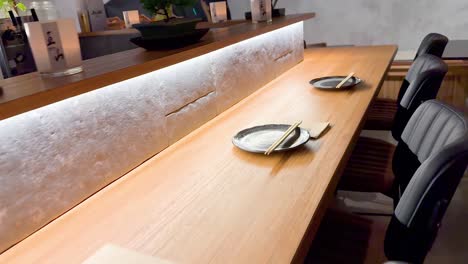 neatly set tables in a quiet restaurant