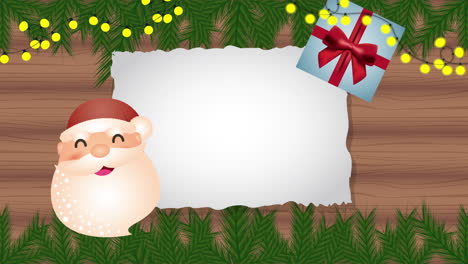 animación de feliz navidad con la cabeza de papá noel