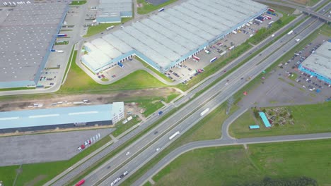 aerial view of goods warehouse