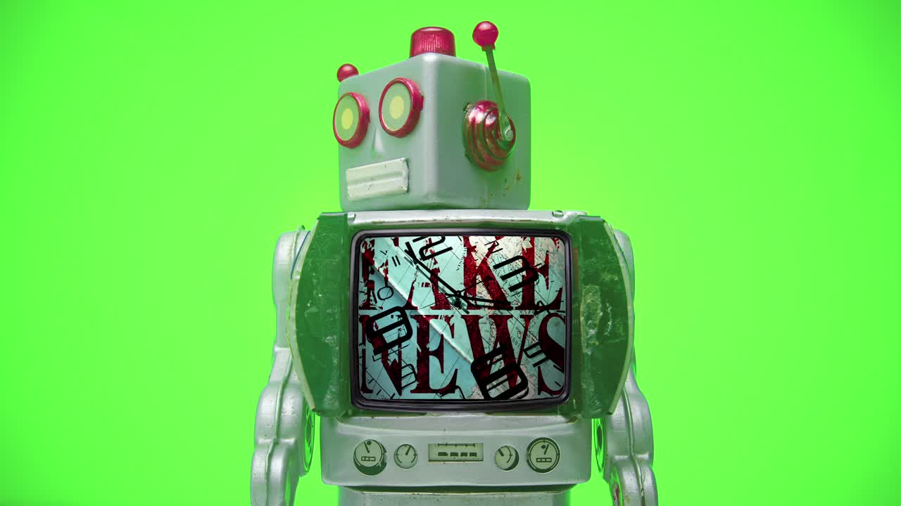 el retro robot de la tv te muestra las noticias falsas.