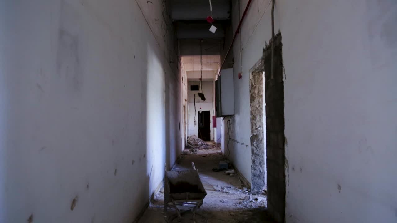 under construction building interior shot, tilt shot