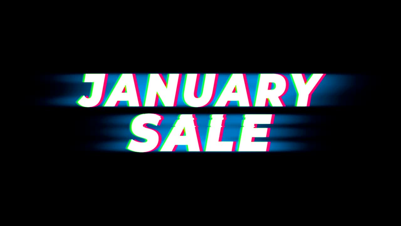 January Sale Text Vintage Glitch Effect Promotion.