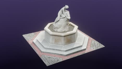 fountain with a mermaid holding a shell and leaning on a boulder, cg, camera orbits