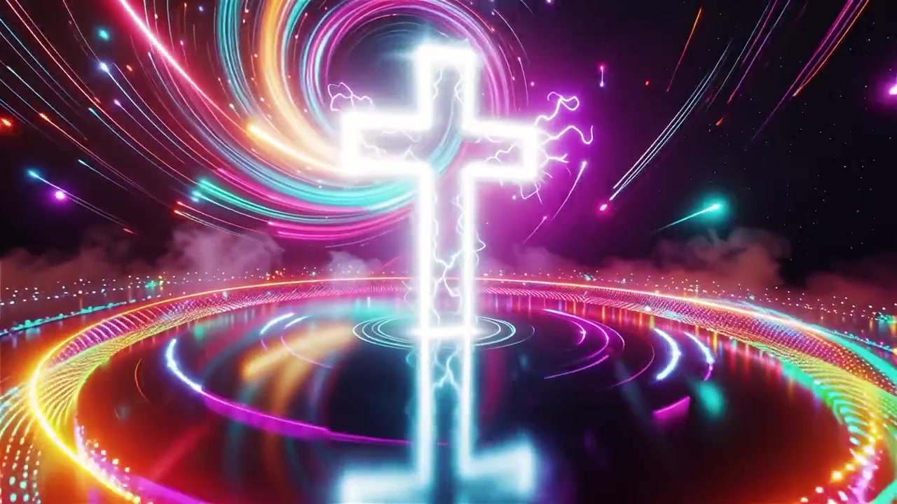 Croce Cristiana Luce Celestiale Sfondo per il Culto.