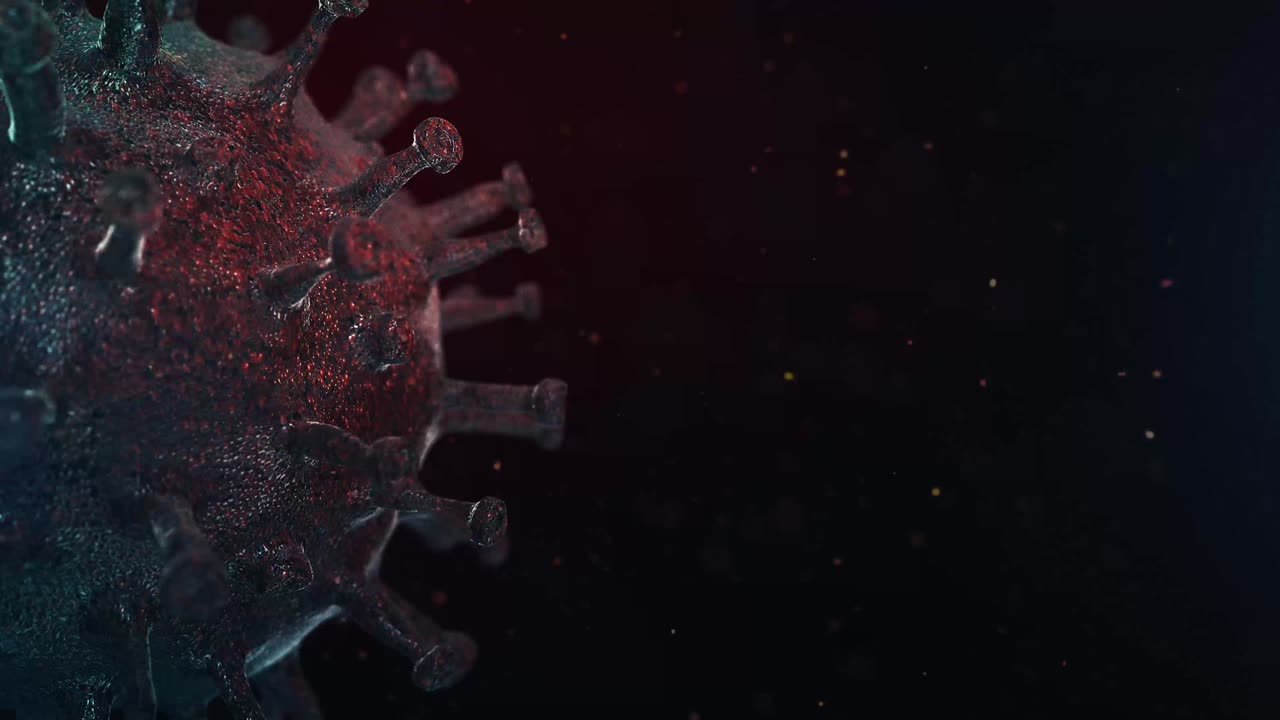 Loopable red Coronavirus background, coronavirus molecule close up, coronavirus cell rotating, coronavirus graphics, COVID-19 virus