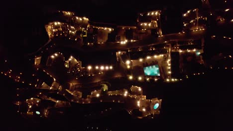 aerial view of urgup cappadocia turkey caves and buildings in lights at night