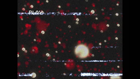 animación de la interfaz digital de reproducción en pantalla con fallo y luces rojas y blancas