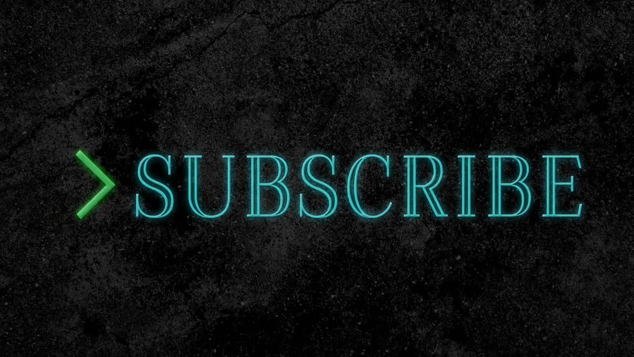 Animation of subscribe text flickering in blue with green arrow 4k