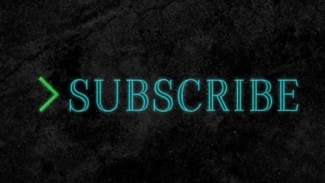 animation of subscribe text flickering in blue with green arrow 4k