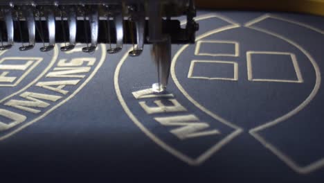 modern embroidery machine. stitching together logos