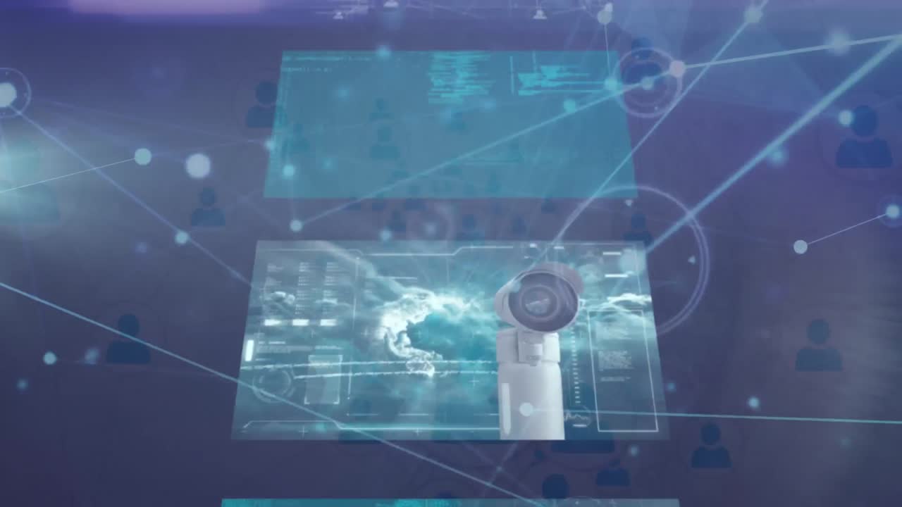 animación de la red de conexiones a través de pantallas móviles