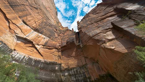 natural red canyon walls around emerald pools in zion national park, utah, usa