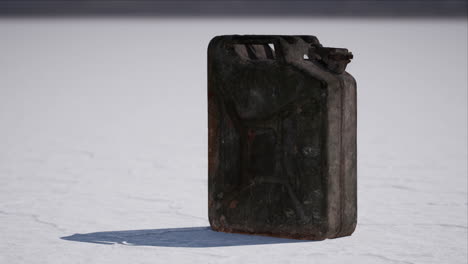 old metal fuel canister at salt flats in utah