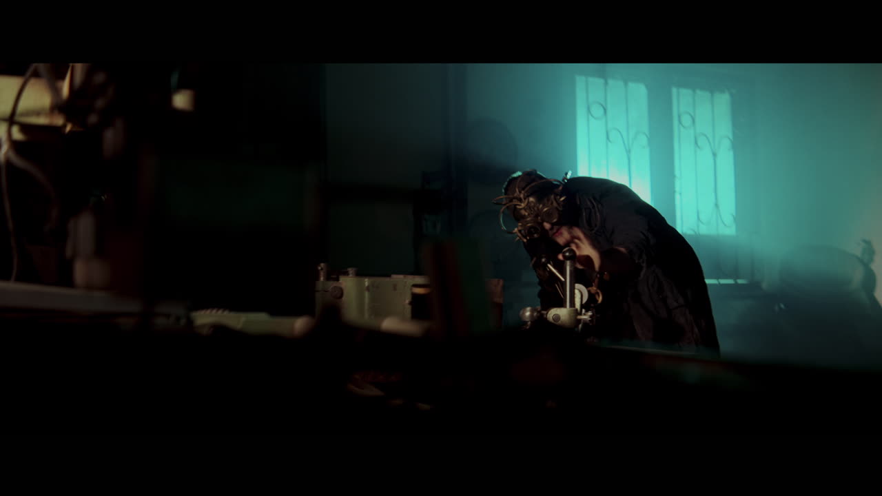 Steampunk Artisan in a Dark Workshop