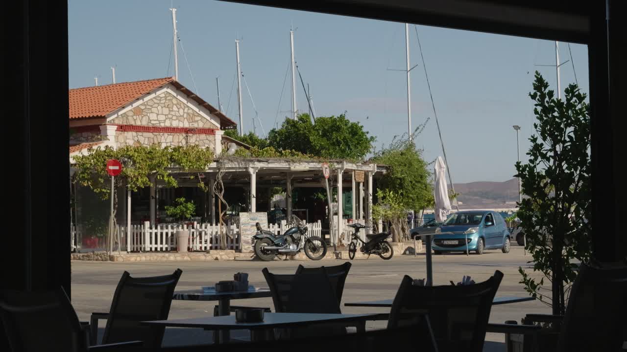 Typical scenery in small harbor town in Greece
