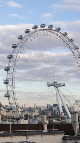 the london eye millennium wheel and skyline of london in vertical