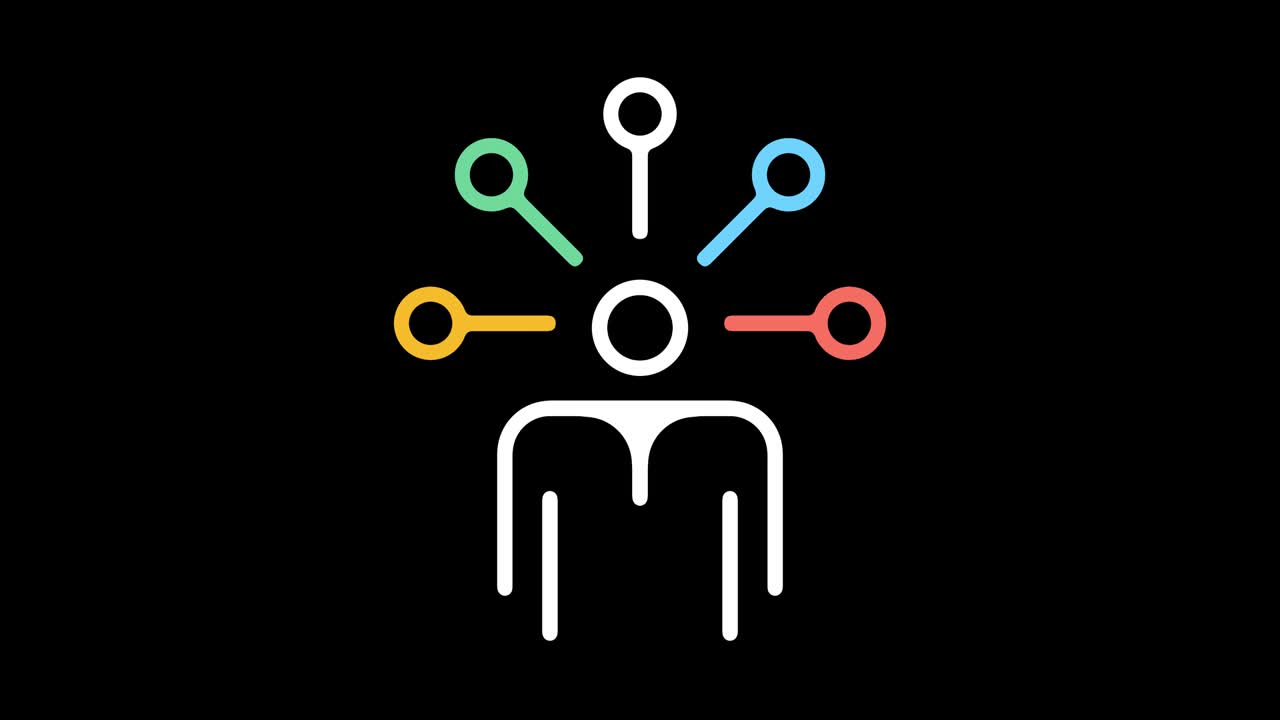 디자인 사고 프로세스 라인 아이콘 애니메이션과 알파