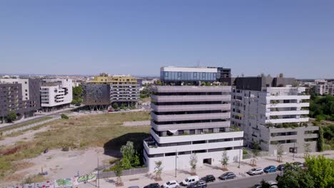 circling around office buildings in montpellier, france.