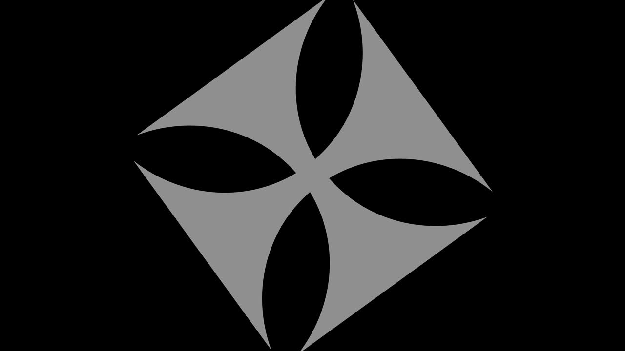 objeto gráfico en blanco y negro con efecto estroboscópico e hipnótico, que gira en el sentido de las agujas del reloj disminuyendo el tamaño de pantalla completa a desaparecer en el centro, en formato de video 16: 9