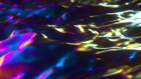 abstract 3d render holographic oil surface background, foil wavy surface, wave and ripples, ultraviolet modern light, neon blue pink spectrum colors. seamless loop 4k animation