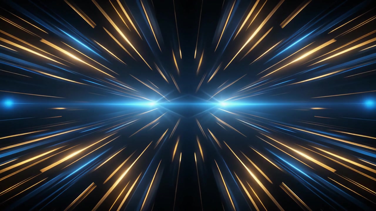 Abstract Motion Background with Glowing Blue and Gold Light Streaks