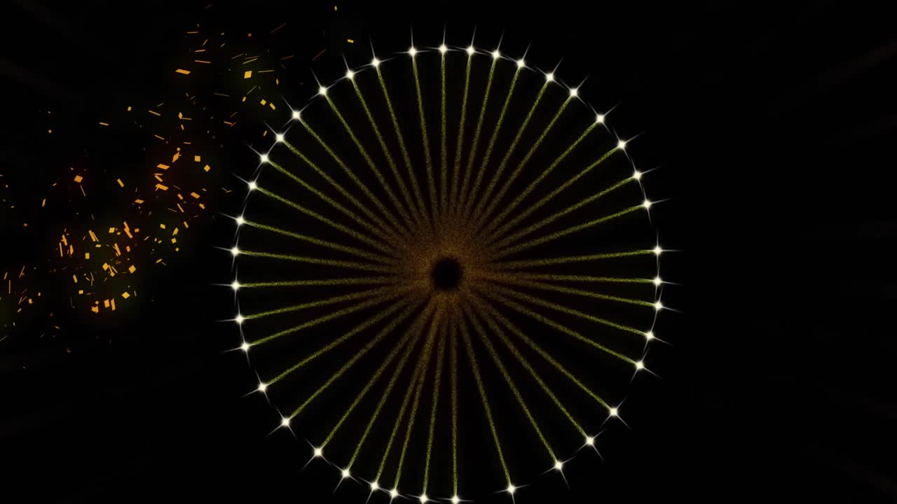 검은 바탕에 불꽃놀이의 애니메이션