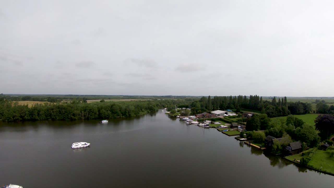 Filmato aereo con drone sopra The Weirs Broad, South Walsham, Norfolk.