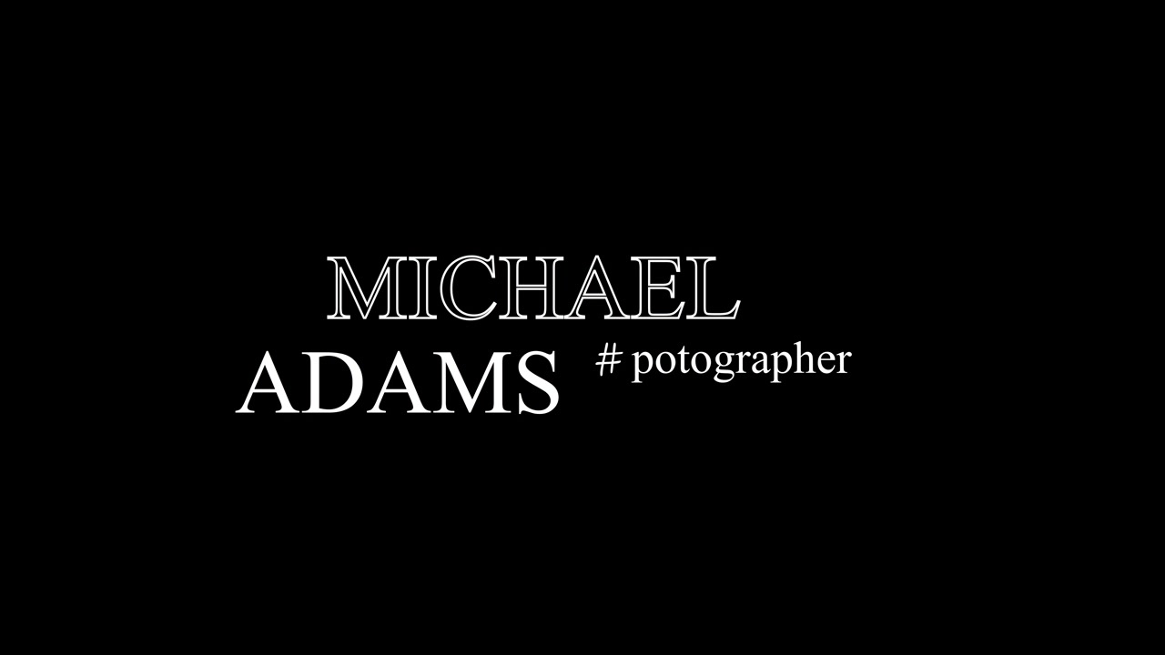 Cartello titolo di testo animato per il fotografo Michael Adams.