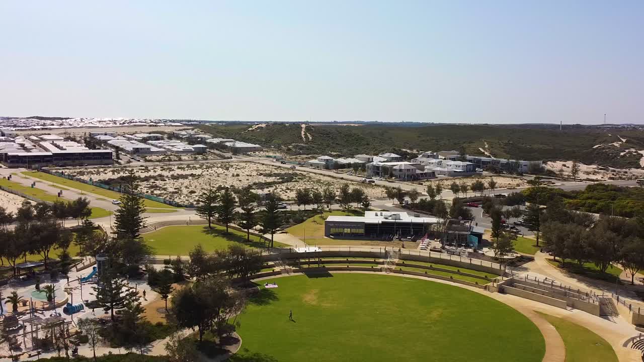 Aerial reverse shot above Waterfront Park, shorehaven Perth