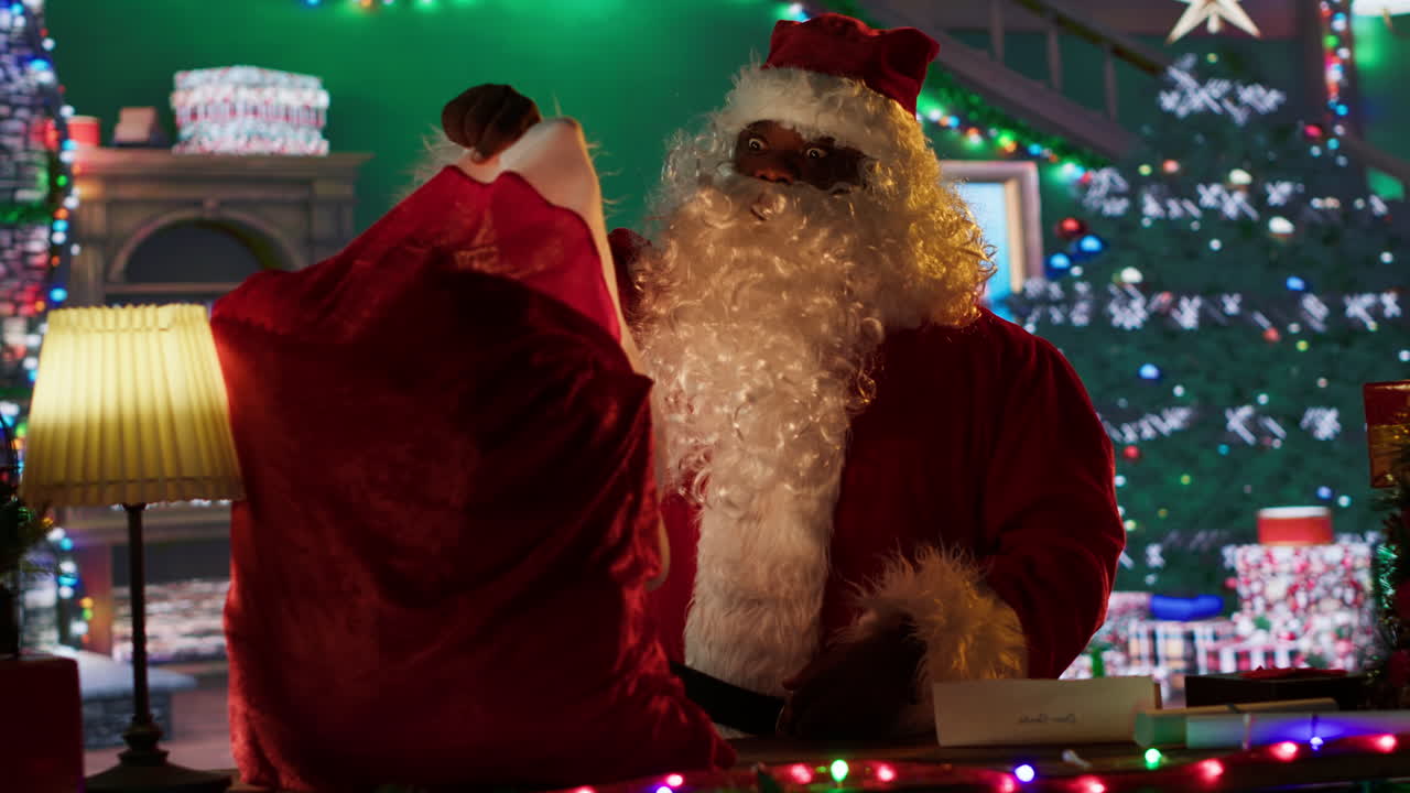 Santa Claus Preparing Gifts for Christmas