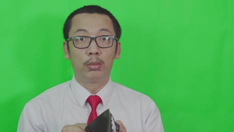 shocked when  opened wallet  on green screen