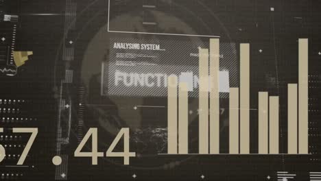 Animation of financial data processing over globe