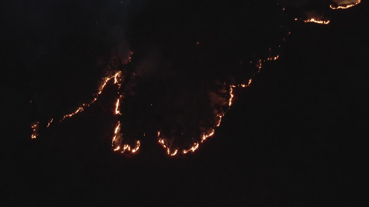 The aerial view shows the fires in the Hattiban forest on the outskirts of Kathmandu, Nepal.