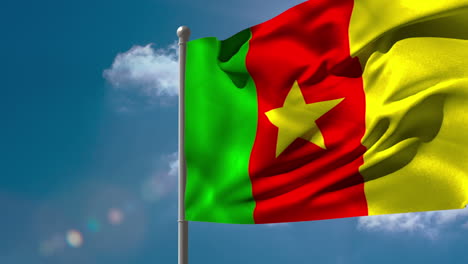 Kamerun-Nationalflagge-Weht-Am-Fahnenmast-