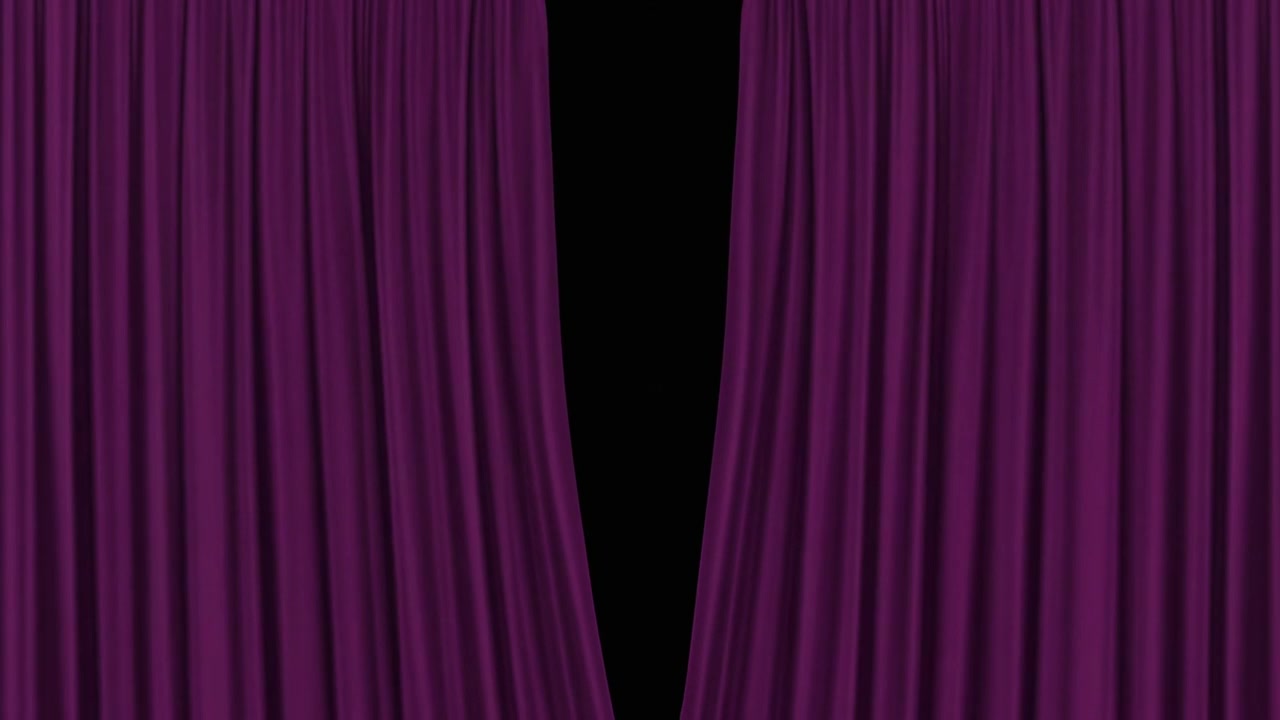 Purple Curtains Opening to Reveal Black Background