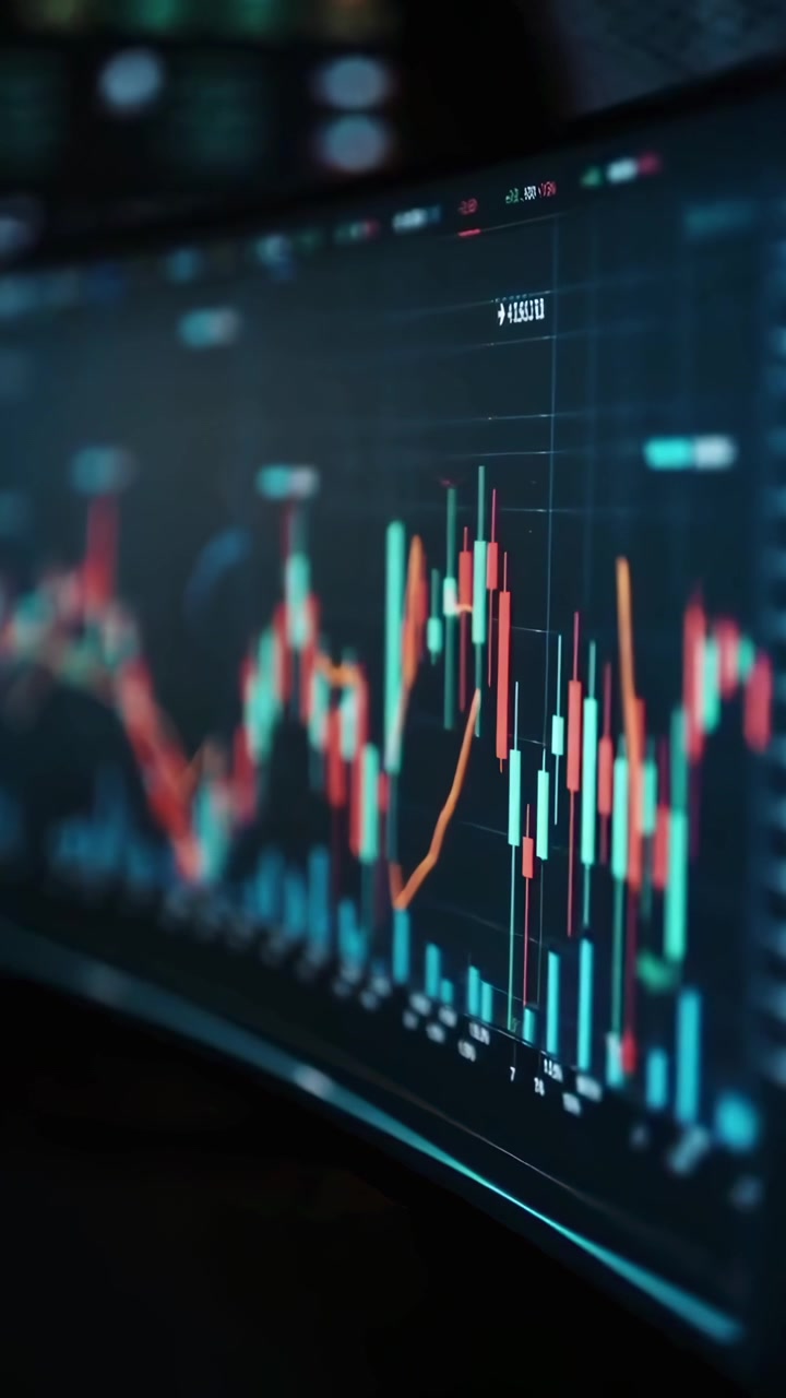 Display digitale dinamico di dati finanziari e grafici del mercato azionario