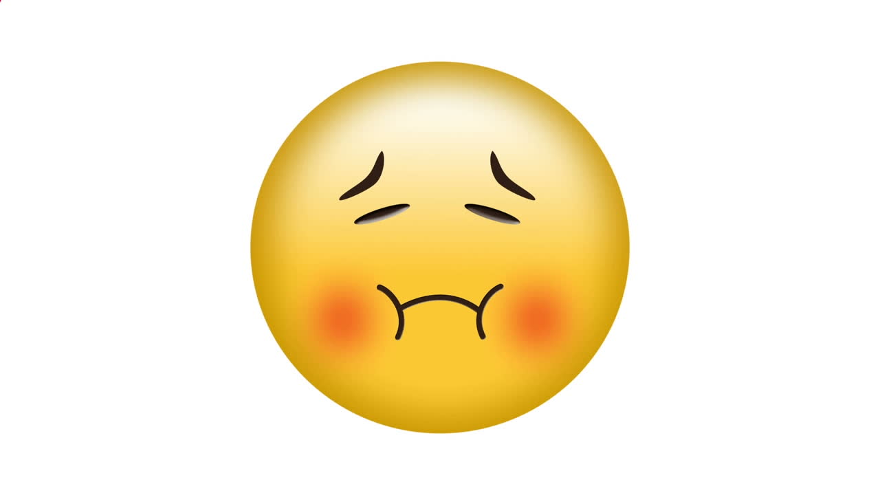 animación del icono de emoji enfermo sobre formas rojas en movimiento sobre fondo blanco