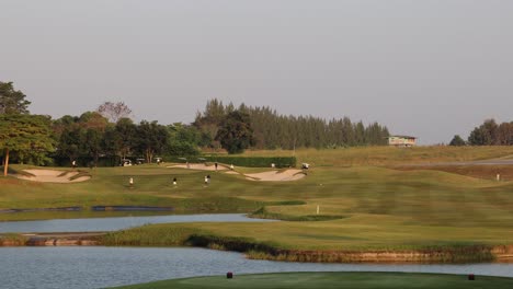 scenic view of a tranquil golf course at dusk