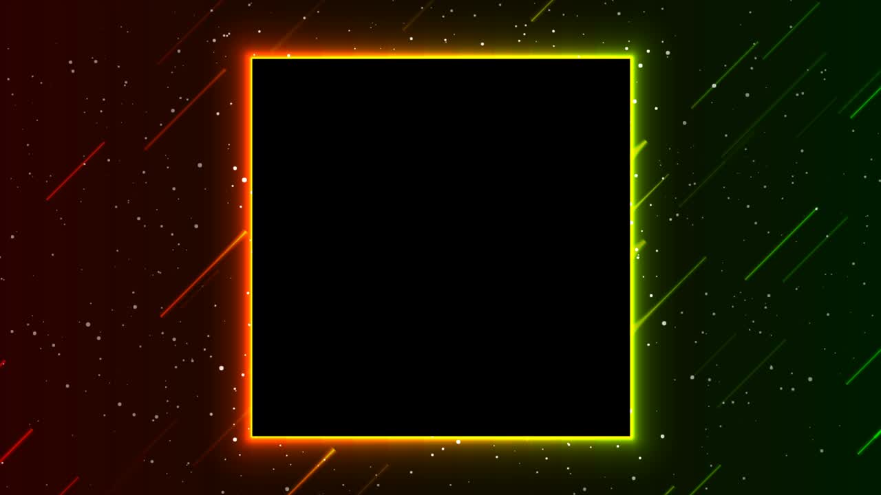tecnología de marco cuadrado de láser de neón verde naranja fondo de movimiento